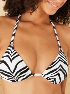 wild fable Black and White Zebra Triangle Bikini Top